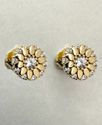 runde ohrstecker gold blumenmotiv mit zirkonia steinen