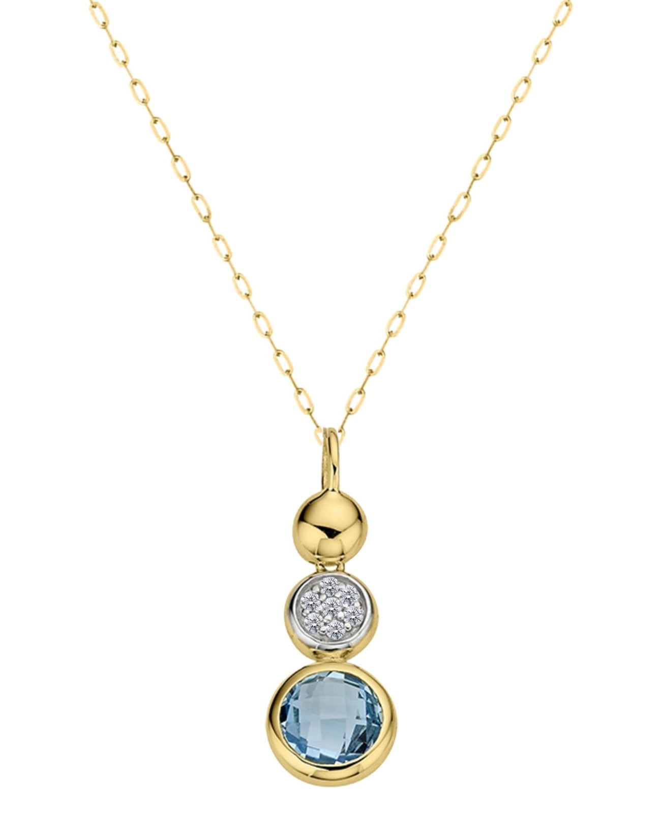 ankerkette mit blau topas anhaenger und zirkonia