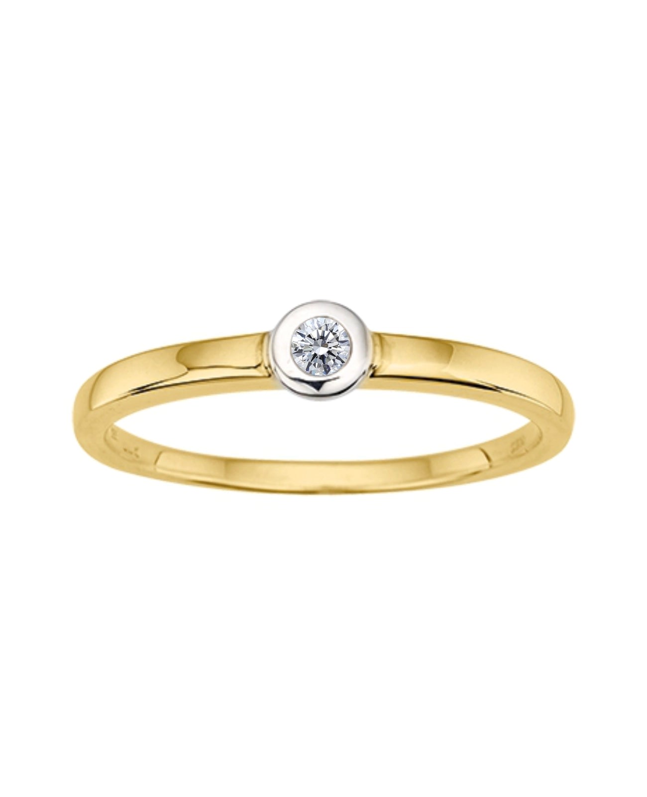 ring mit gleichlaufender ringschiene brillant in zargenfassung