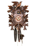 dunkelbraune Kuckucksuhr mit Pendel oben Vogel