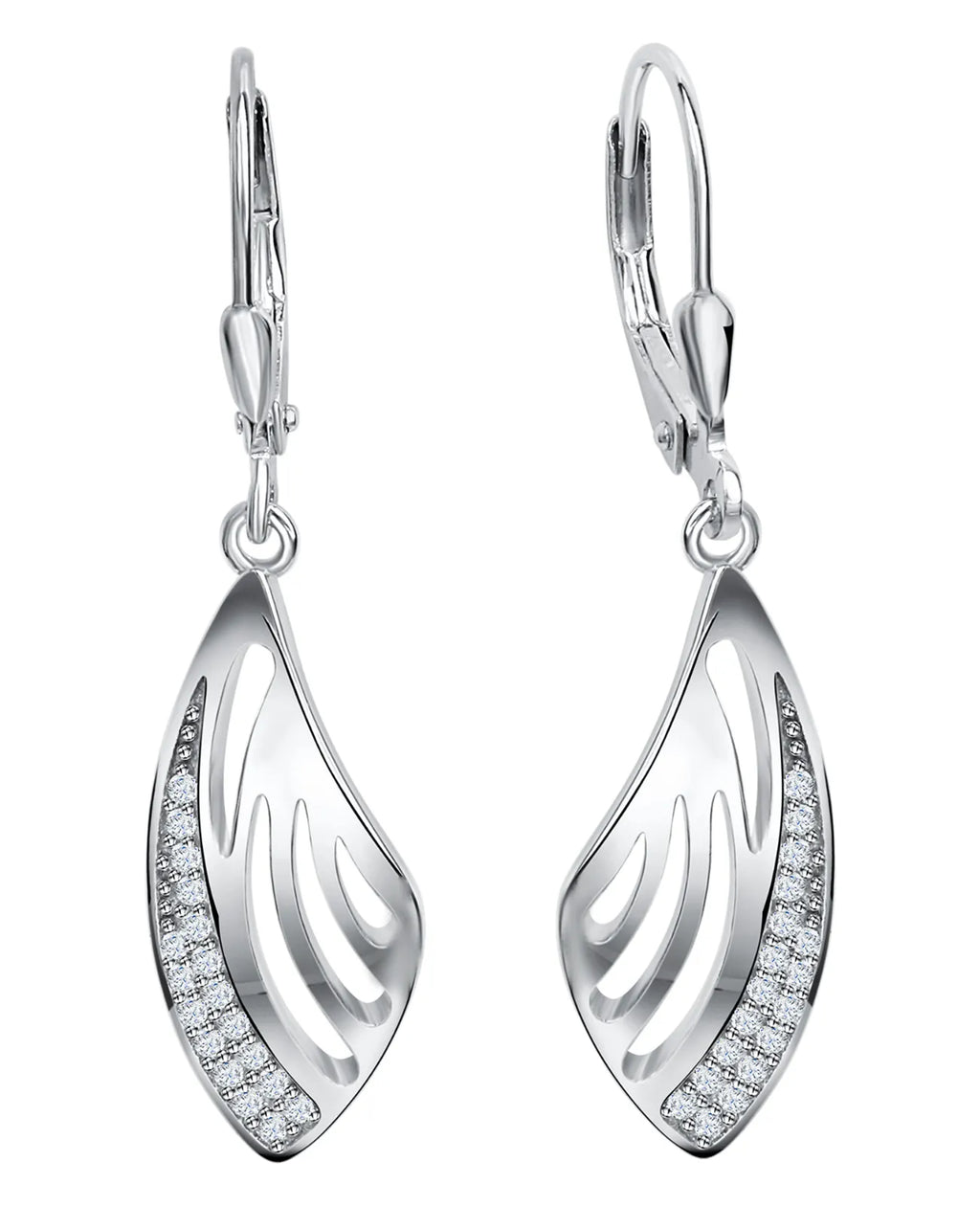 elegante ohrhaenger veredelt mit je 18 weissen zirkonia steinen