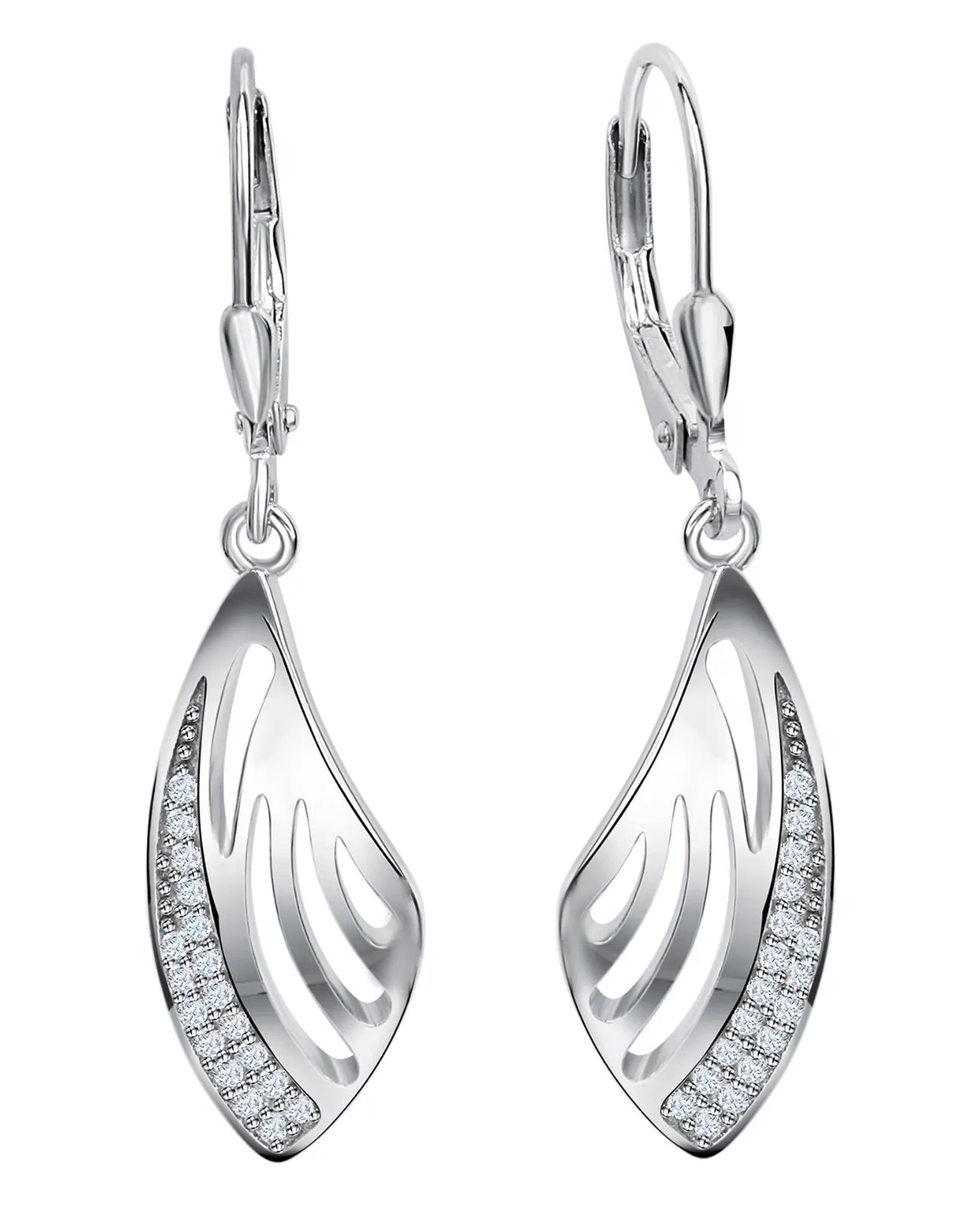elegante ohrhaenger veredelt mit je 18 weissen zirkonia steinen