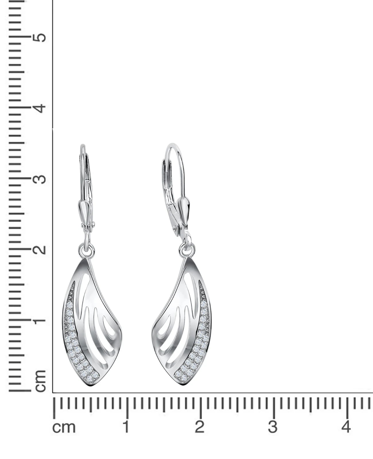 elegante ohrhaenger veredelt mit je 18 weissen zirkonia steinen