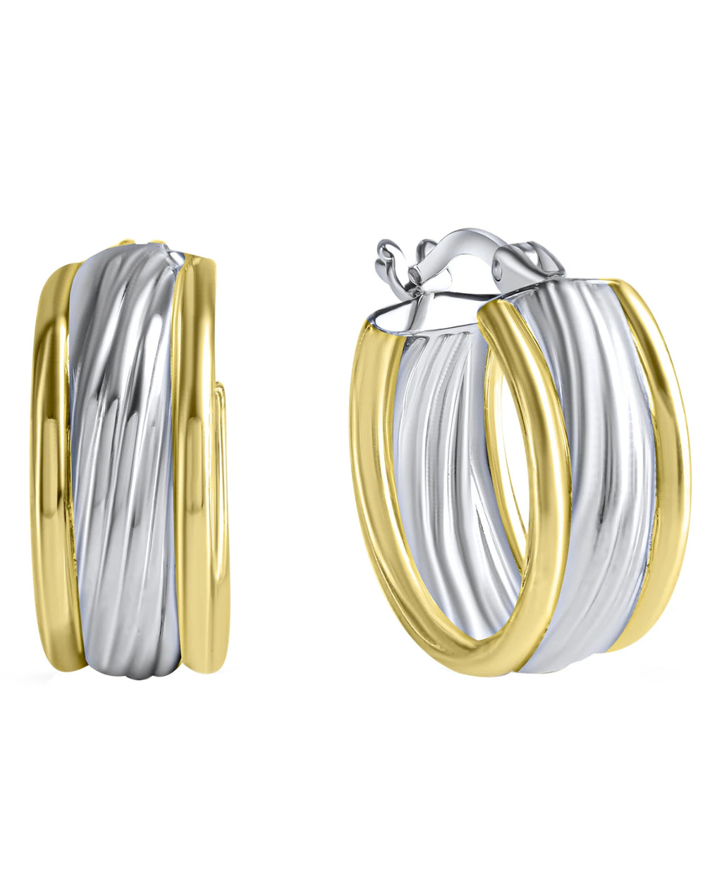 elegante creolen aus sterling silber rhodiniert teilweise vergoldet