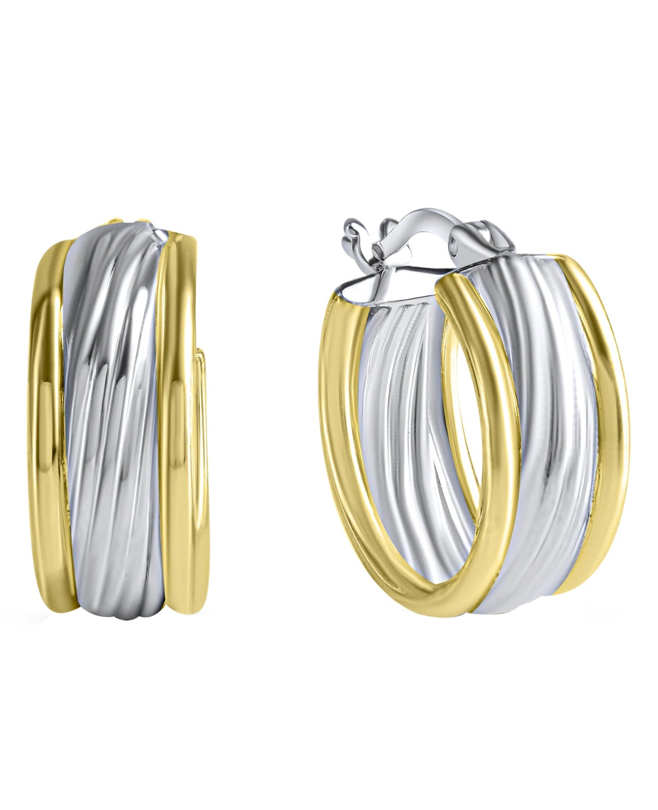 elegante creolen aus sterling silber rhodiniert teilweise vergoldet