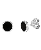 flache runde ohrstecker mit schwarzer einlage