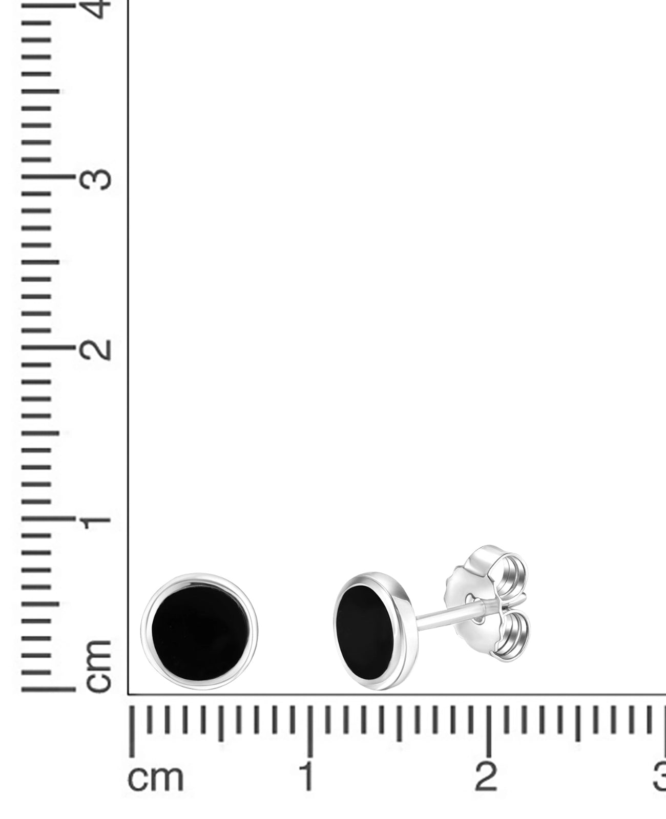 flache runde ohrstecker mit schwarzer einlage