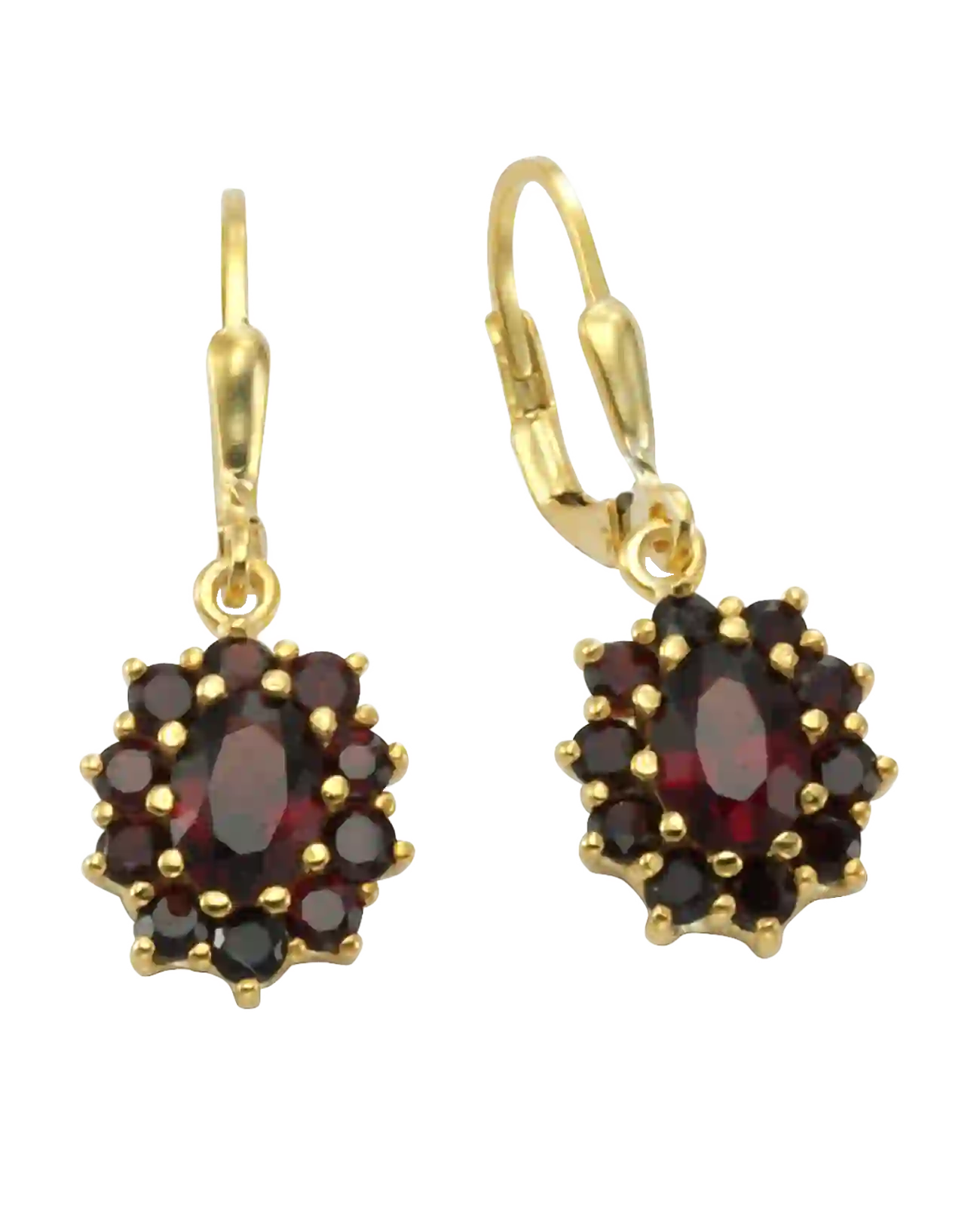 Brisur Oberteile darunter großer ovaler Granat umrandet mit 10 runden Granaten