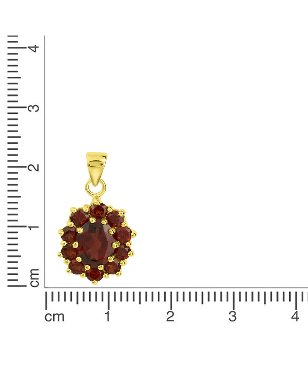 Ankerkette mit Anhänger großer ovaler Granat umrandet mit 10 runden Granaten
