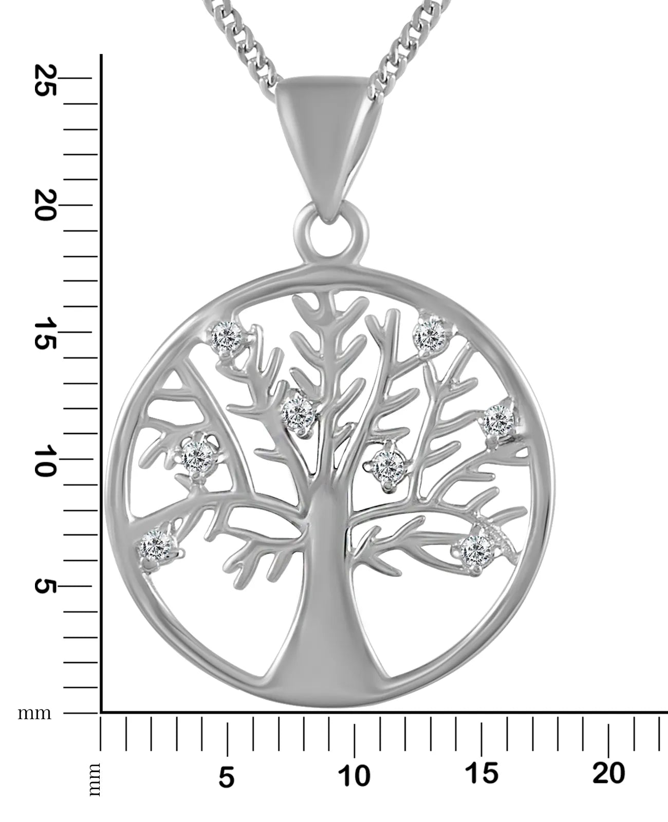 panzerkette mit runden anhänger baum des lebens mit 8 zirkonia steinen