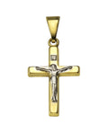 Kantiges Kreuz in gold mit korpus rhodiniert