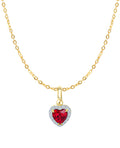 ankerkette mit herz anhänger in der mitte großer herzstein in rot aussen rum mit zirkonia steinen besetzt