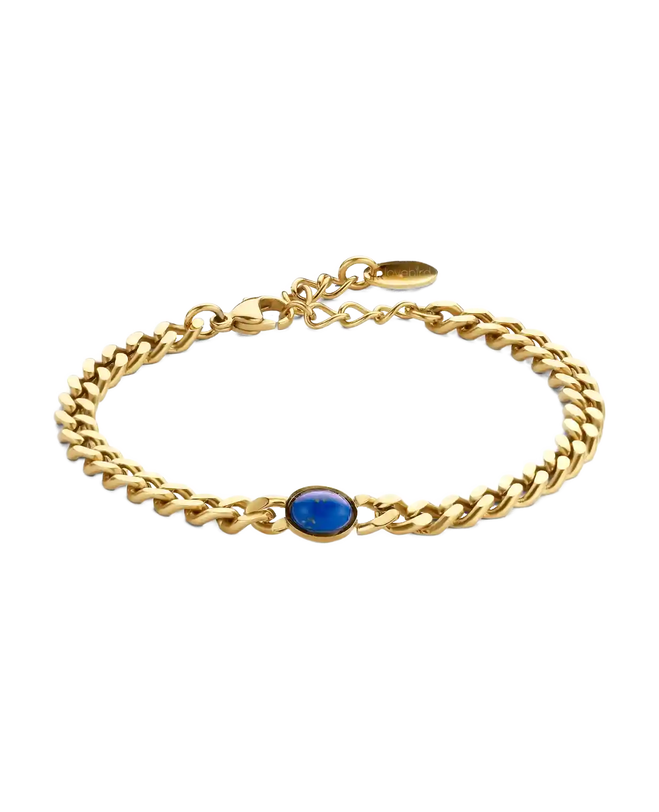 panzeramband mit ovalen lapis stein in der mitte