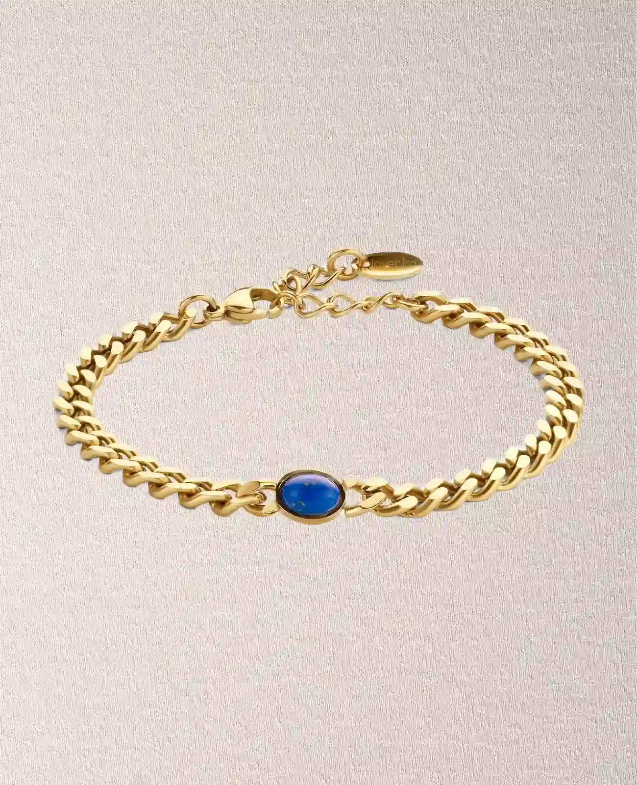 panzeramband mit ovalen lapis stein in der mitte