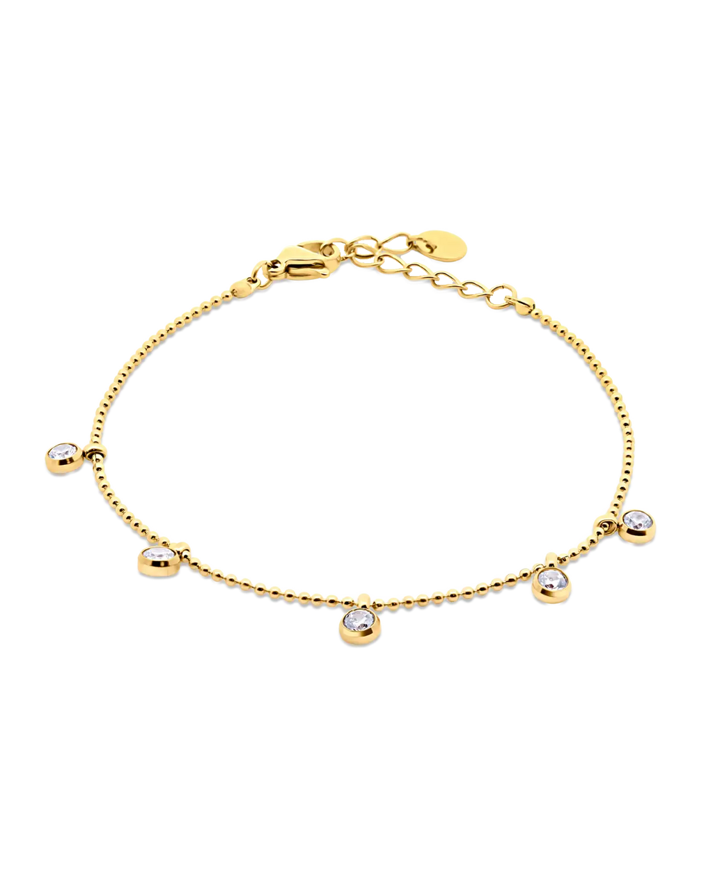 Kugel armband mit 5 runden zirkonia anhänger