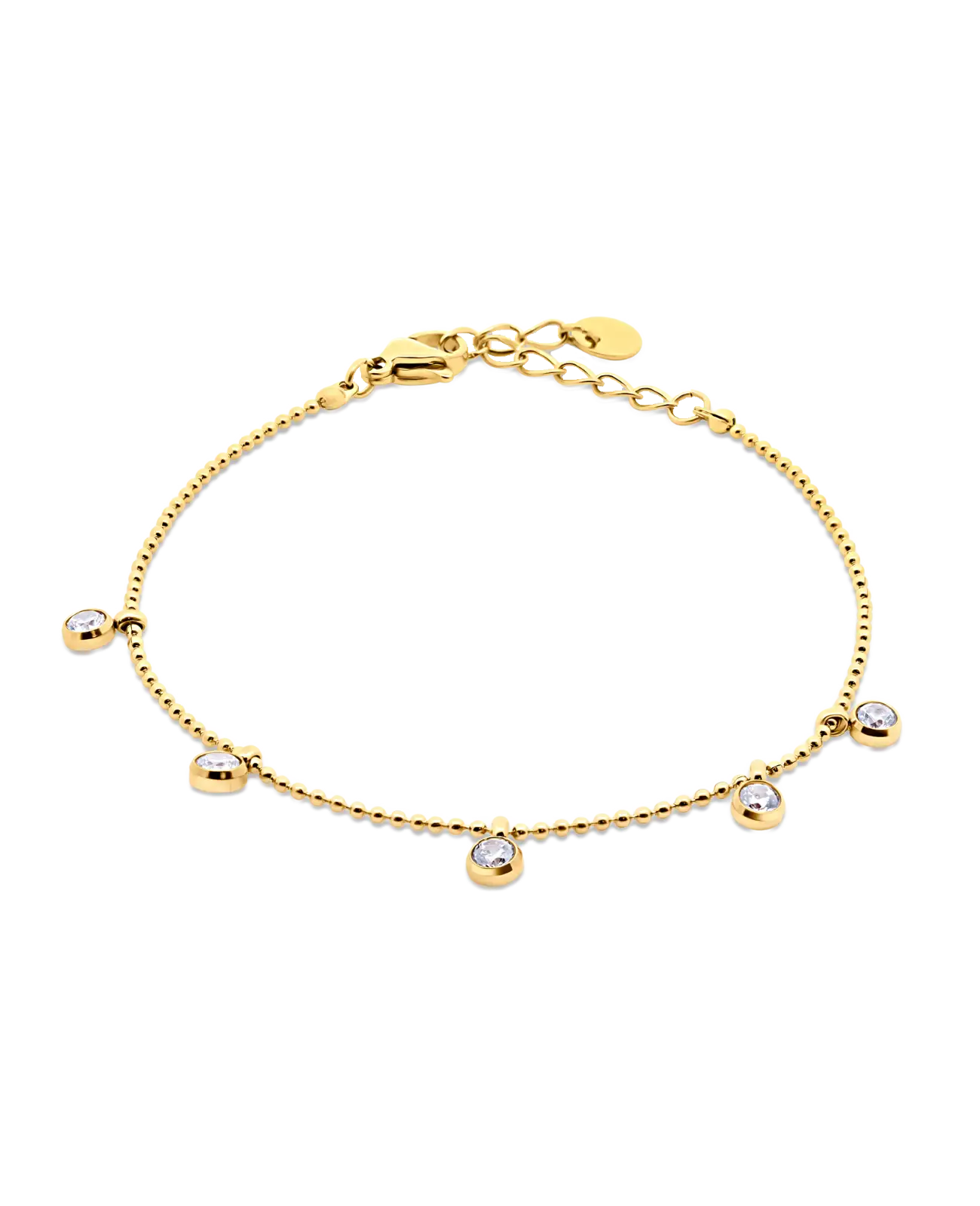 Kugel armband mit 5 runden zirkonia anhänger