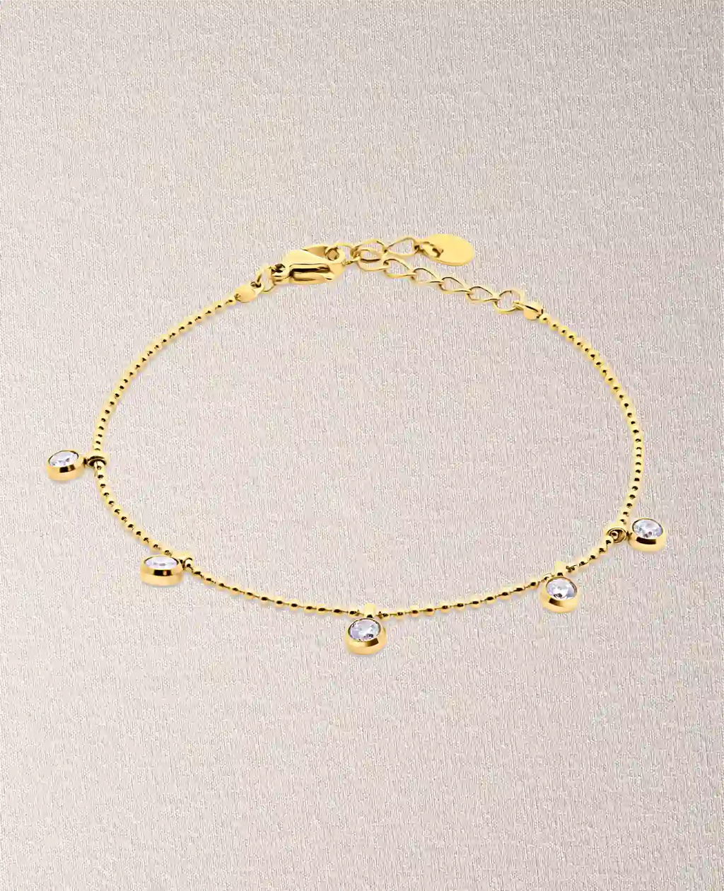 Kugel armband mit 5 runden zirkonia anhänger