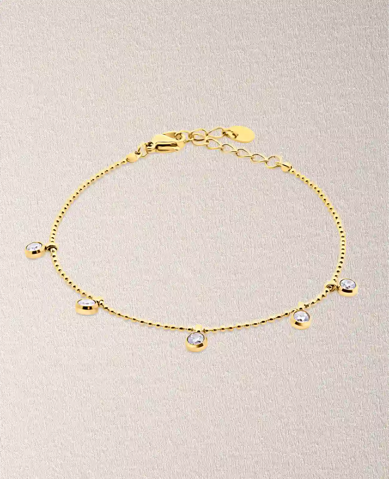 Kugel armband mit 5 runden zirkonia anhänger