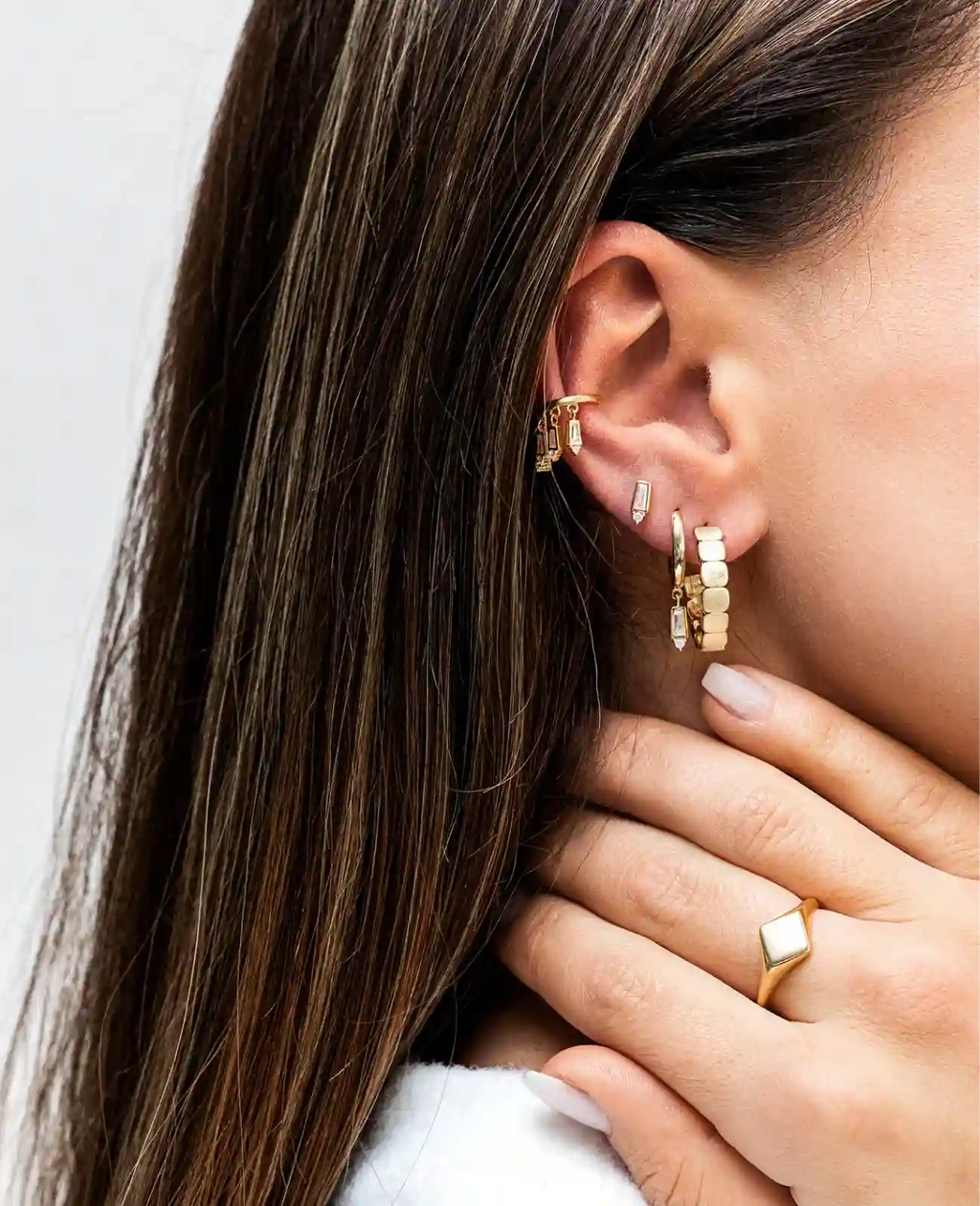 creolen mit beweglichen unterteil zirkonia eckig und rund