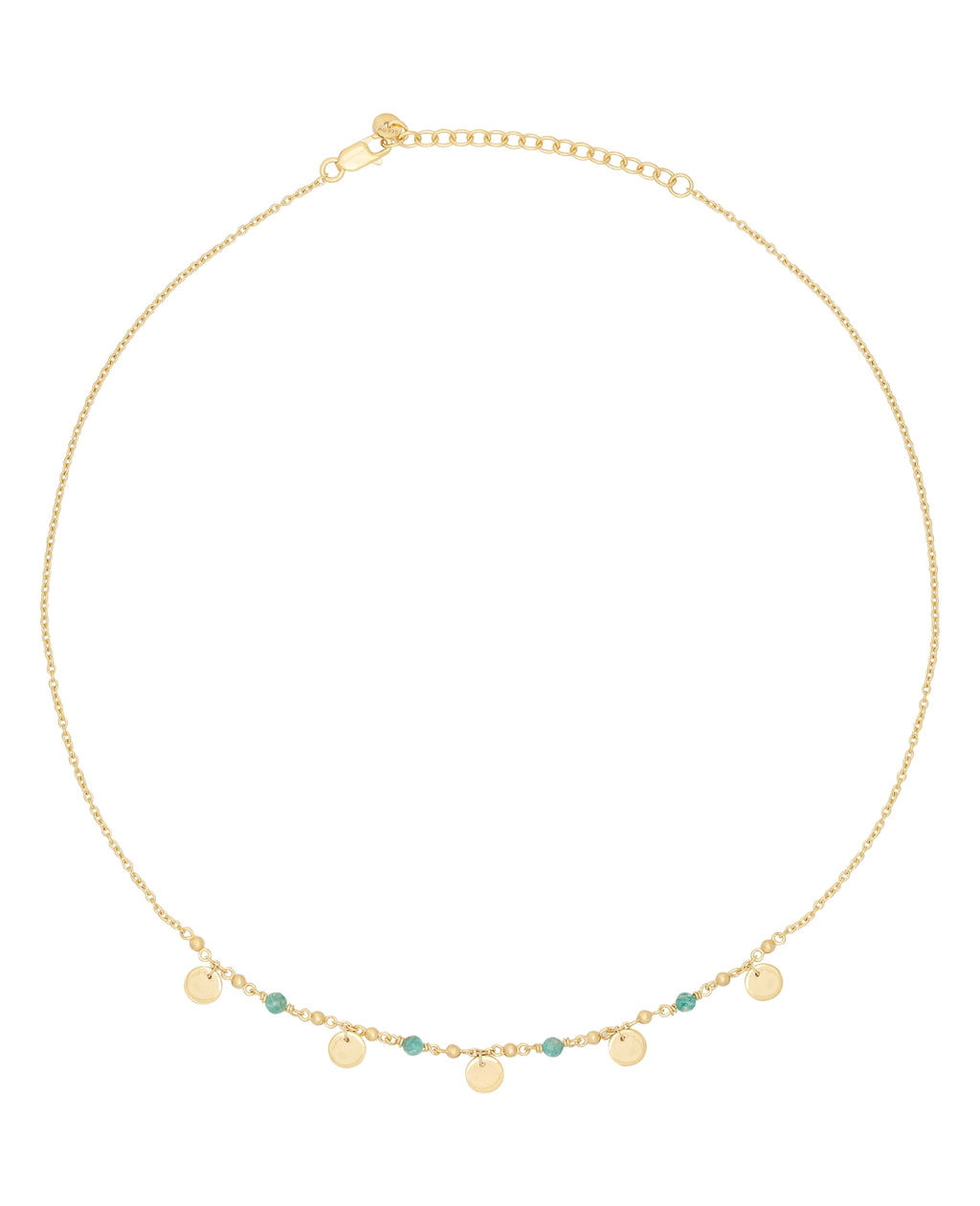ankerkette mit 4 amazonit und 5 gold Plättchen