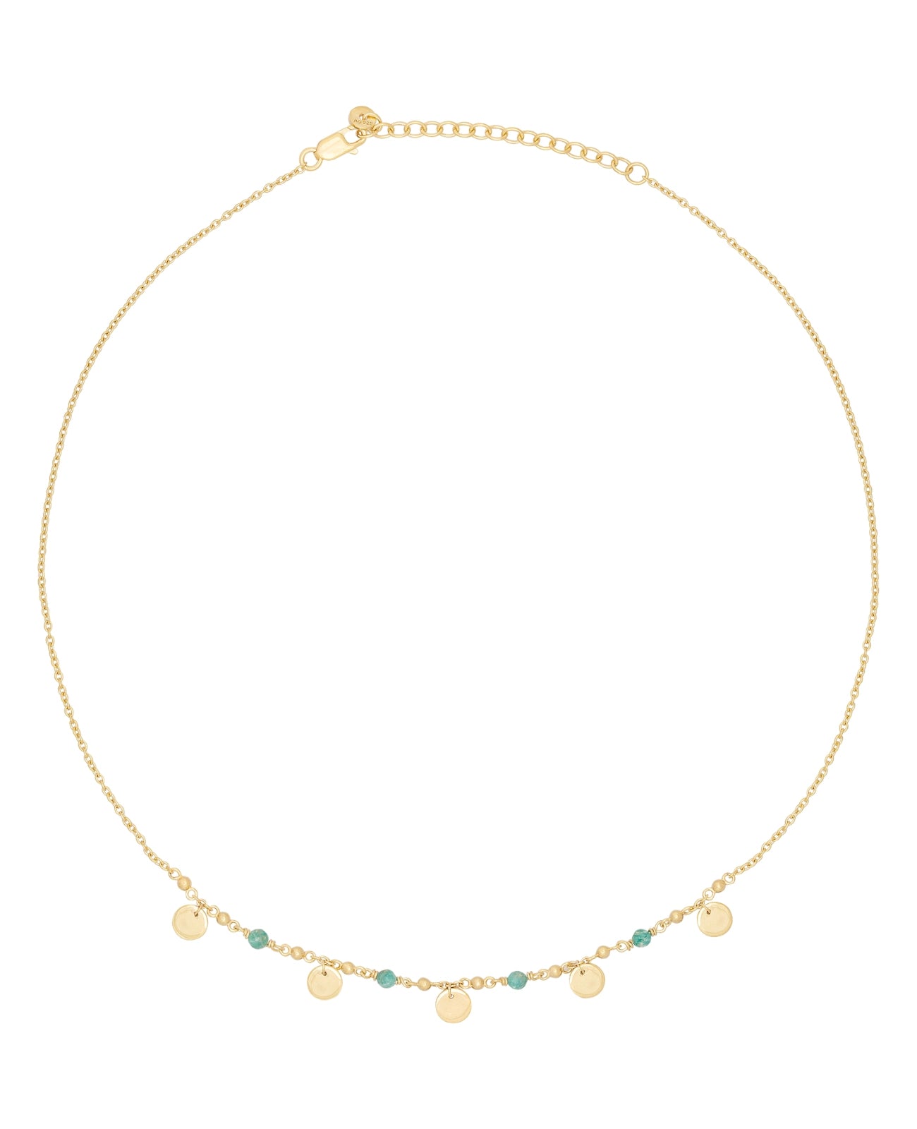 ankerkette mit 4 amazonit und 5 gold Plättchen