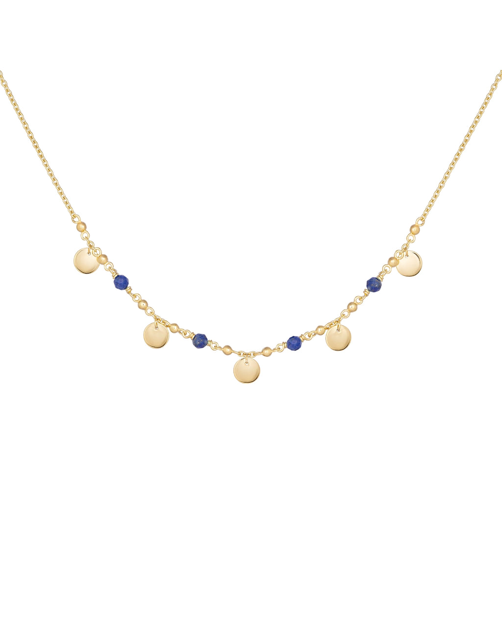 ankerkette mit 4 Lapislazuli und 5 gold Plättchen
