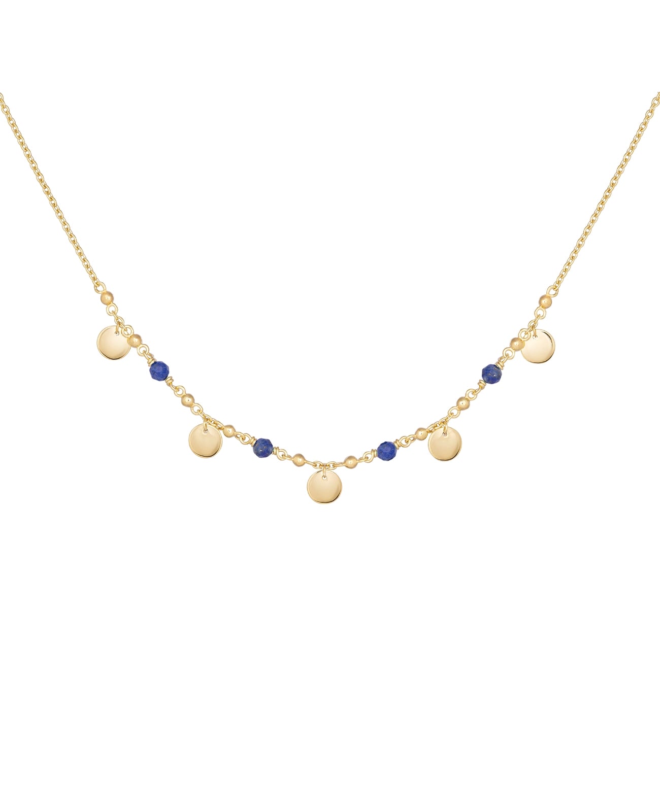 ankerkette mit 4 Lapislazuli und 5 gold Plättchen