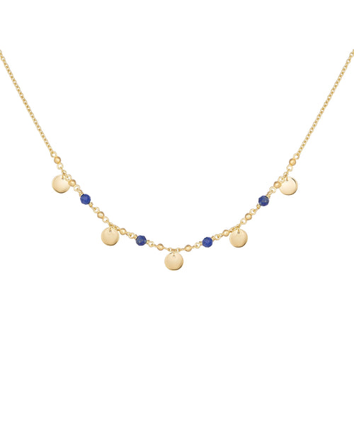 ankerkette mit 4 Lapislazuli und 5 gold Plättchen