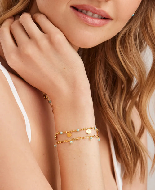 anker armband mit 5 runden plaettchen und 4 amazonitperlen