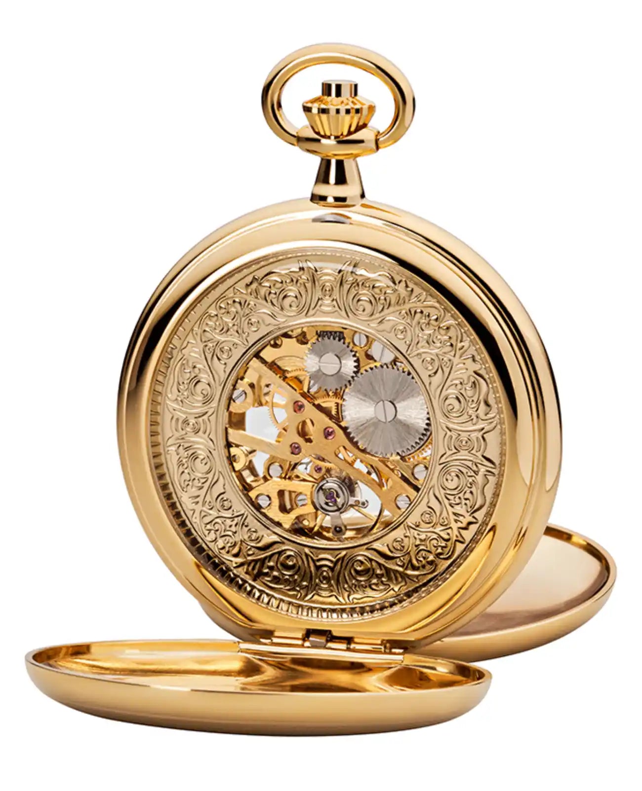 taschenuhr gold mit sprungdeckel vorne und rückseite