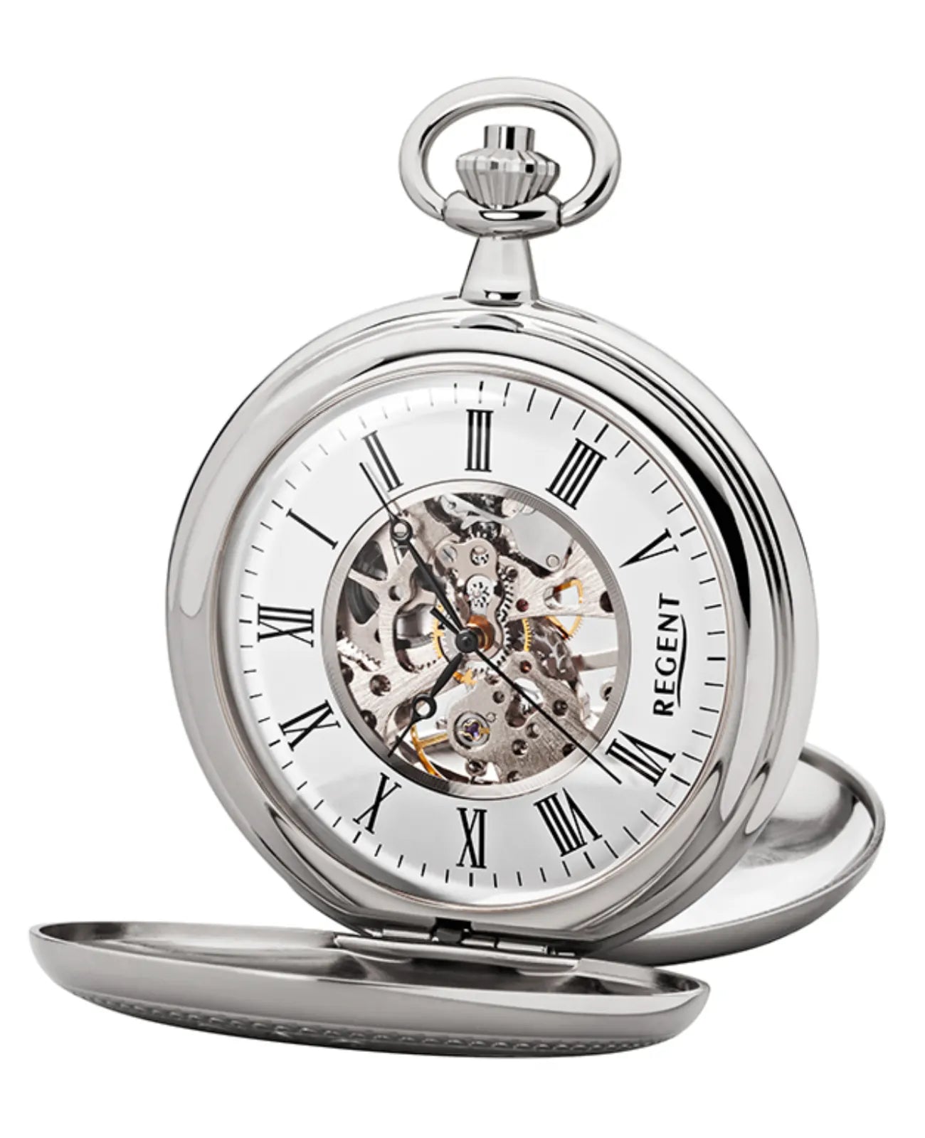 taschenuhr mit skelettuhrwerk sprungdeckel vorne und rückseite