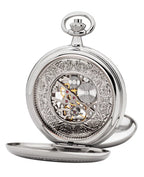 taschenuhr mit skelettuhrwerk sprungdeckel vorne und rückseite
