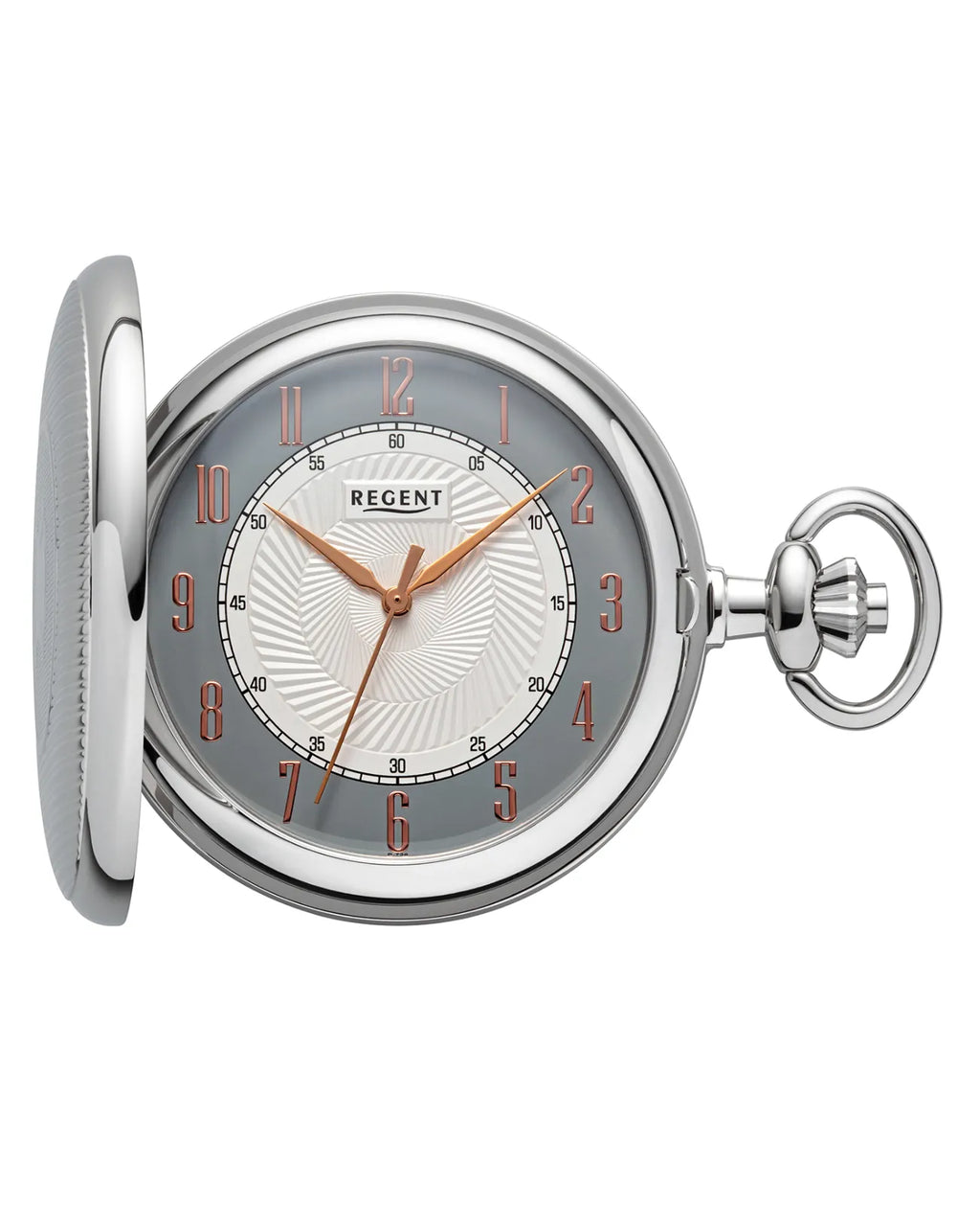 sprungdeckel taschenuhr zifferblatt weiss und grau arabische zahlen