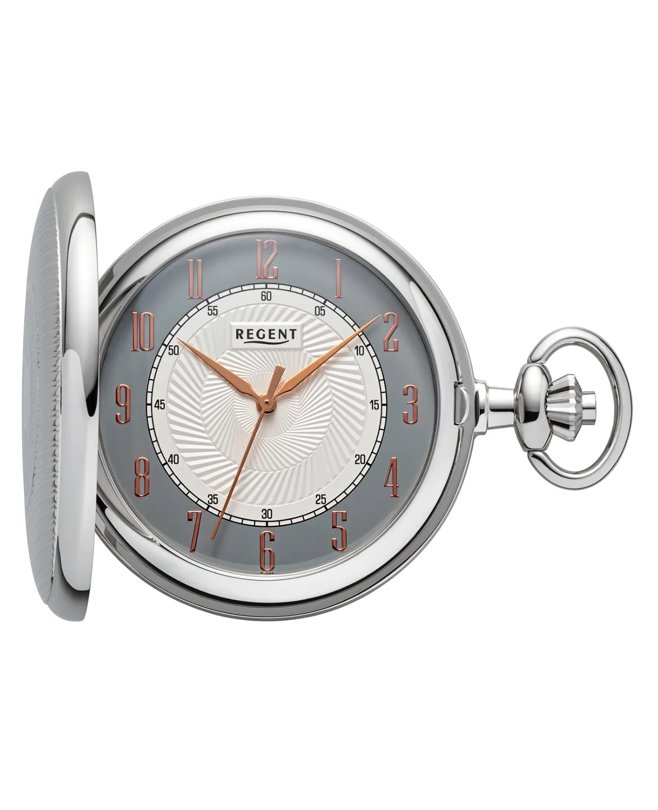 sprungdeckel taschenuhr zifferblatt weiss und grau arabische zahlen