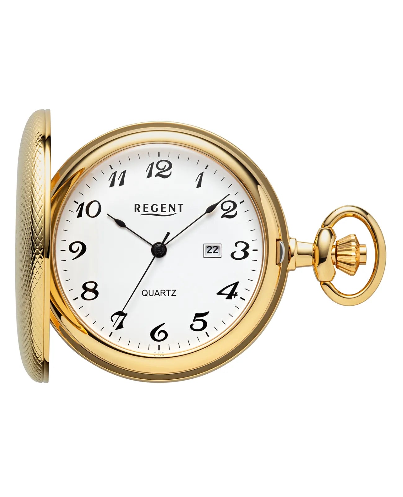 tascheuhr gold sprungdeckel zifferblatt weiss arabische zahlen datum