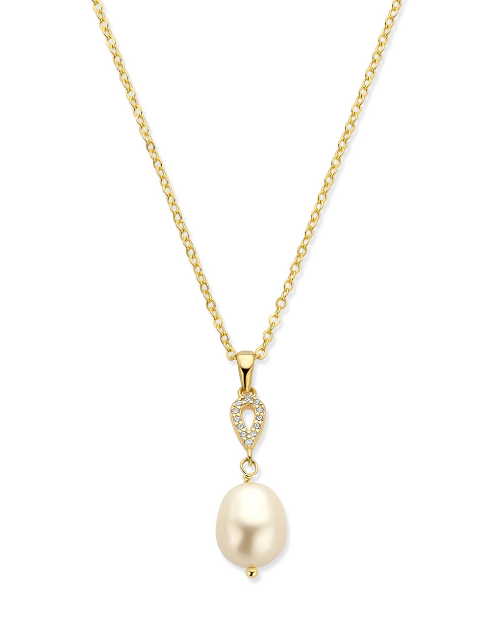 Ankerkette mit tropfenförmigen anhänger und ovale süßwasserzuchtperle