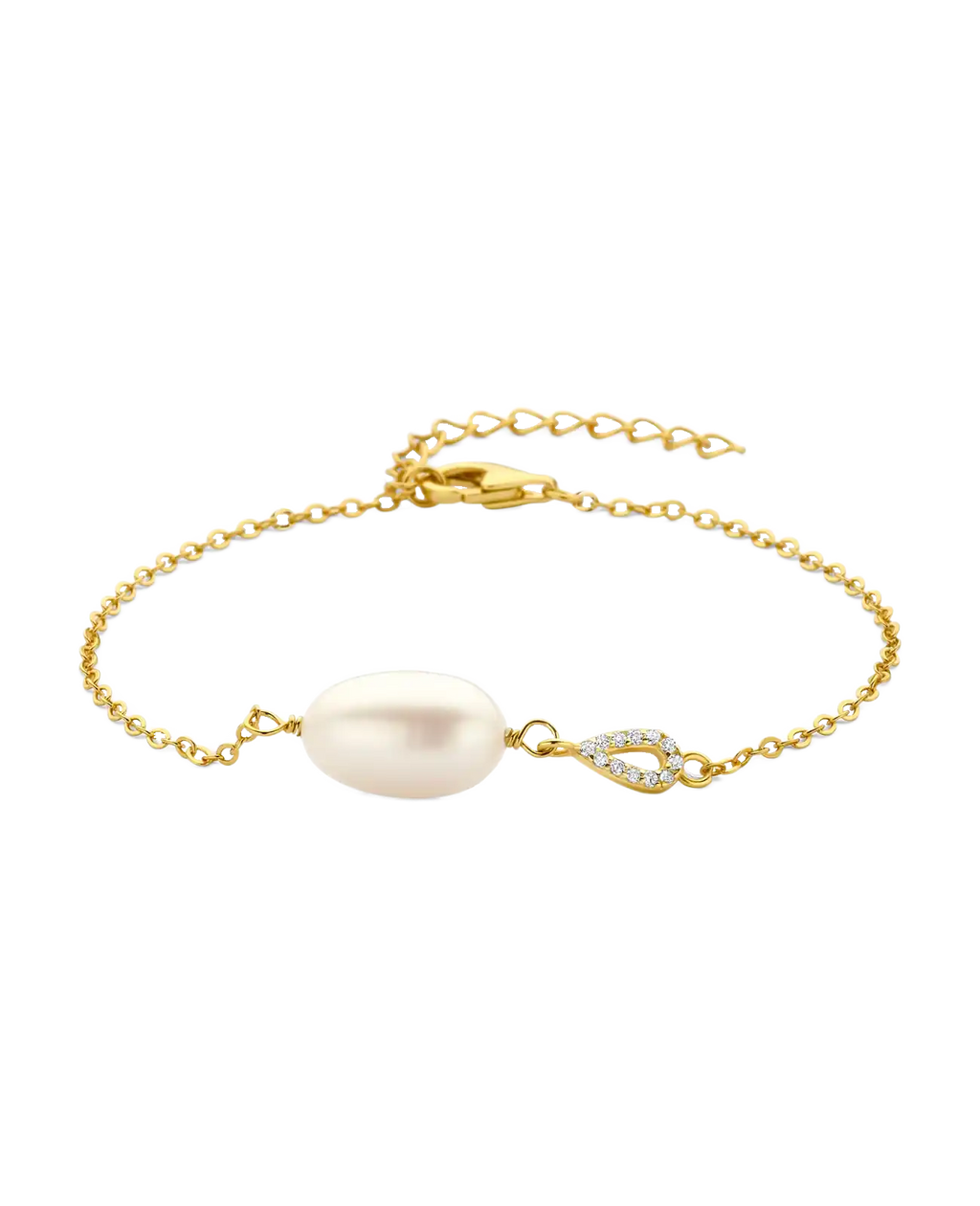 Anker amband mit großer ovaler süßwasserzuchtperle und tropenförmigen Seitenteil