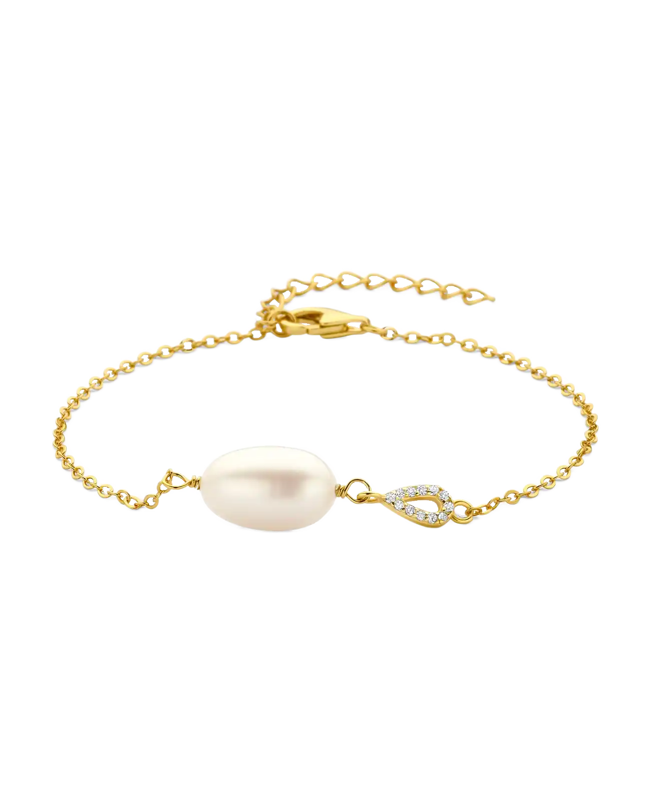 Anker amband mit großer ovaler süßwasserzuchtperle und tropenförmigen Seitenteil