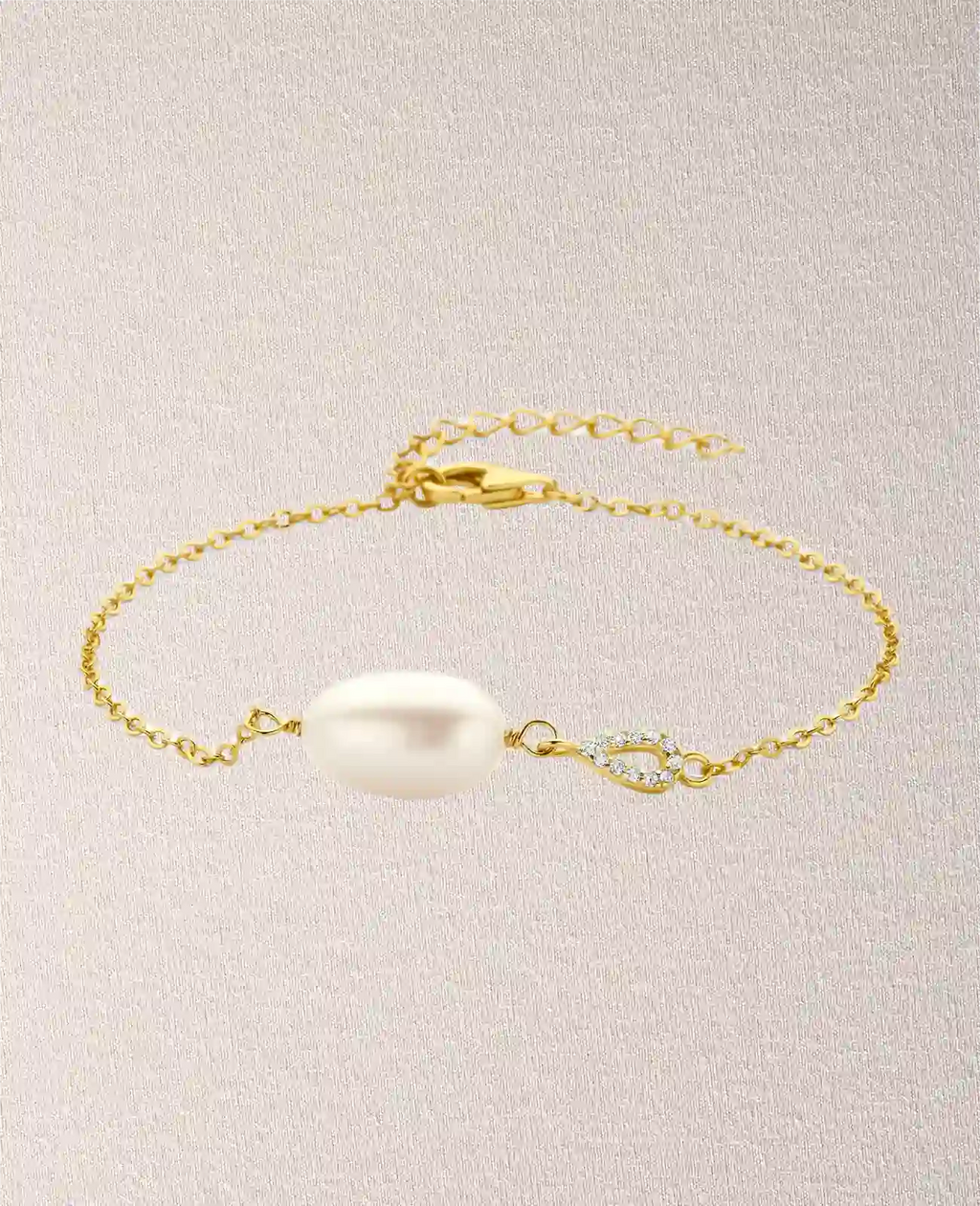 Anker amband mit großer ovaler süßwasserzuchtperle und tropenförmigen Seitenteil