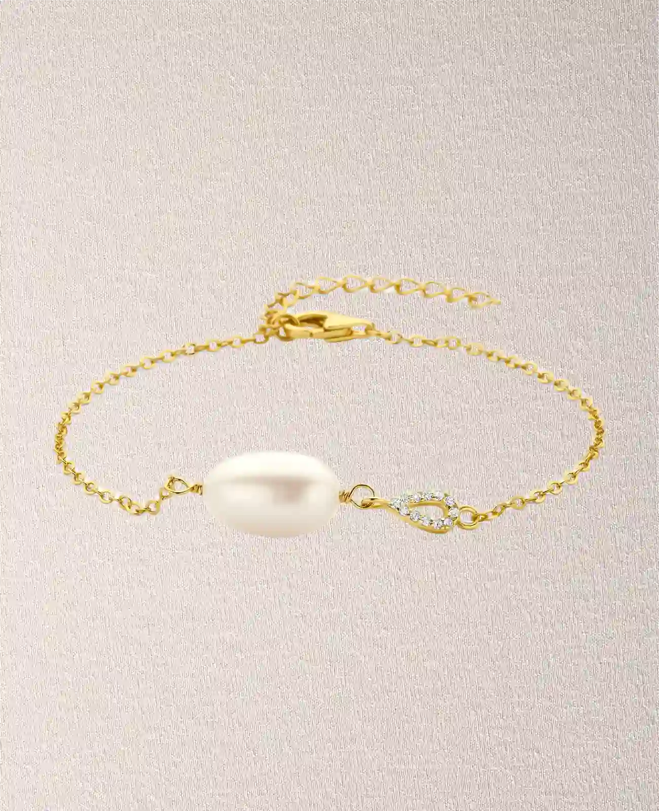 Anker amband mit großer ovaler süßwasserzuchtperle und tropenförmigen Seitenteil