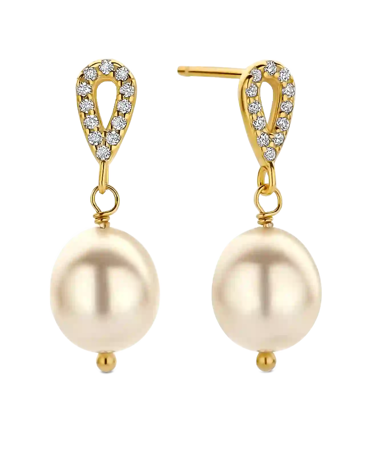 tropfenförmigen ohrstecker darunter ovale süßwasserzuchtperle