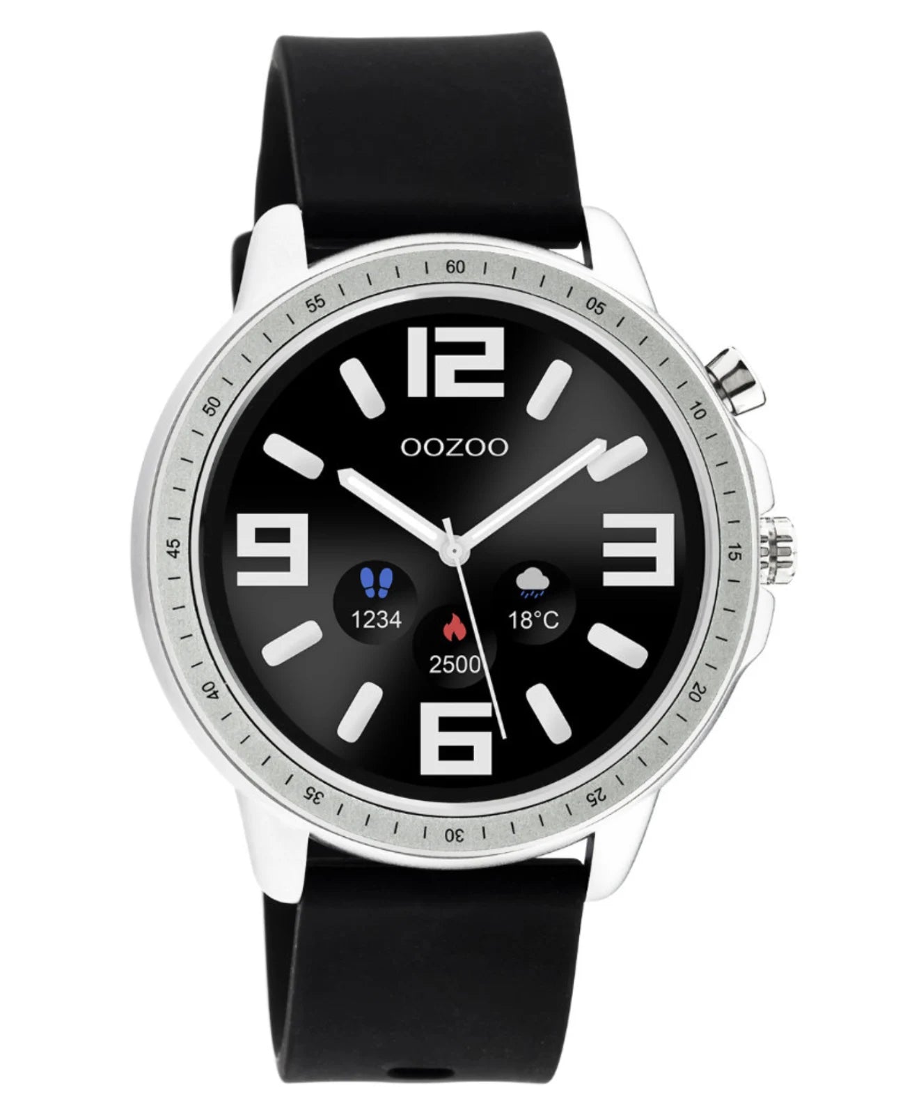 rundes gehäuse Kautschuk uhrenarmband schwarz