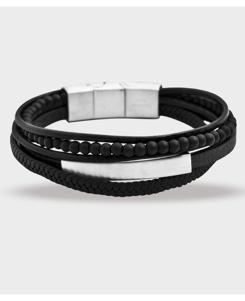 5 reihiges lederarmband mit schmaler gravurfläche