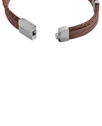 3 reihiges lederarmband braun mit edelstahl verbindungen