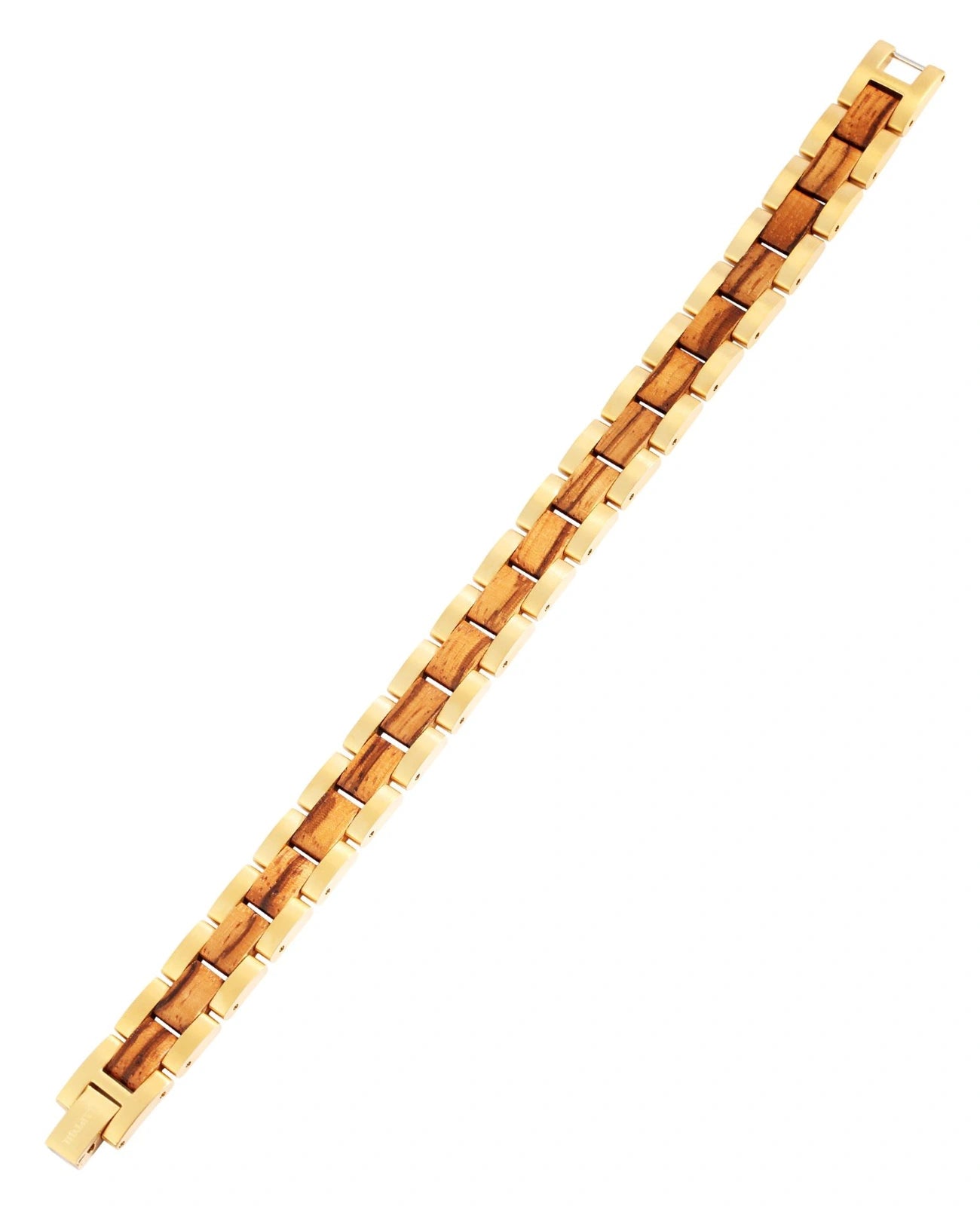 gliederarmband in der mitte holz außen edelstahl goldfarben