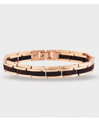 gliederarmband in der mitte holz außen edelstahl rosefarben