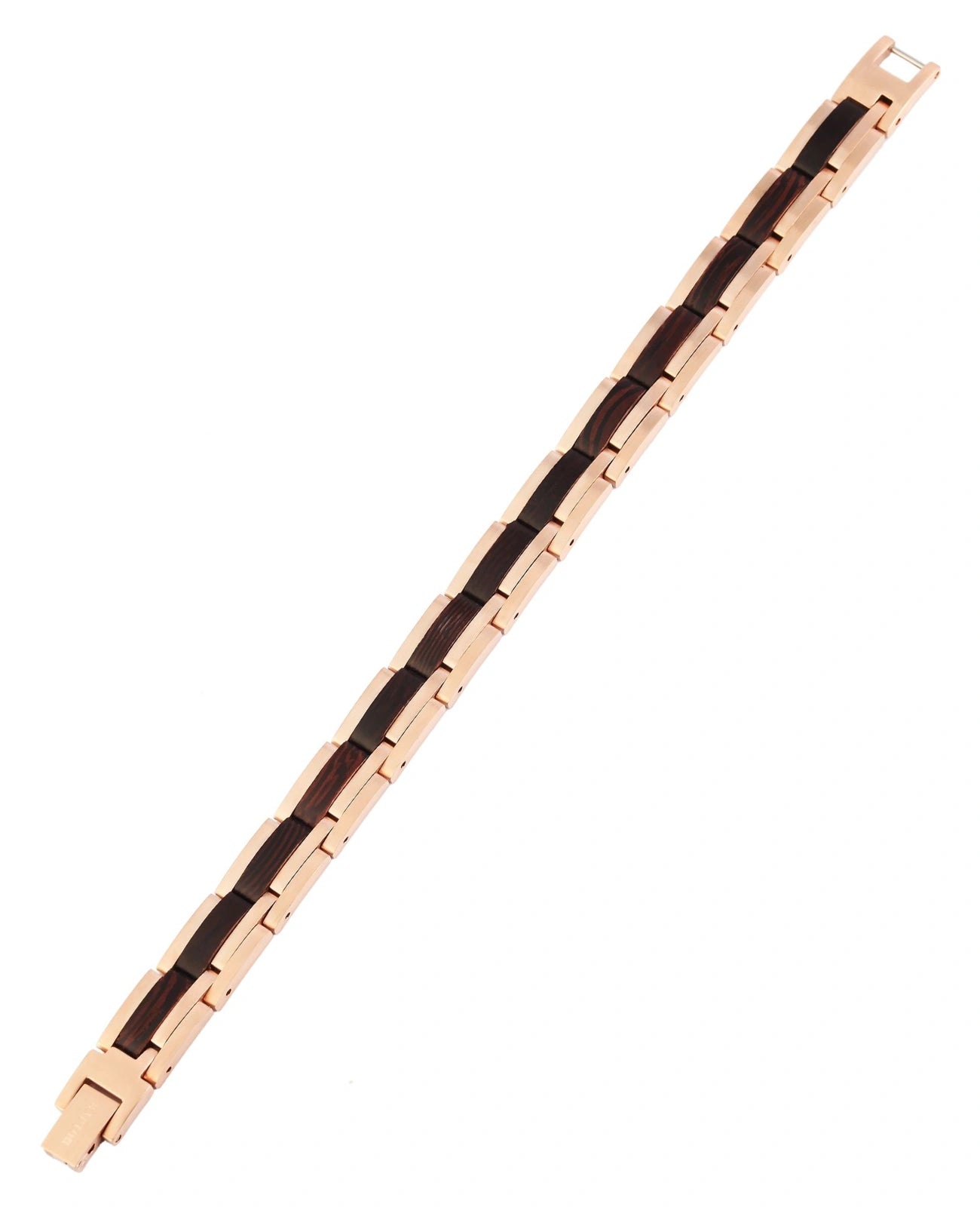 gliederarmband in der mitte holz außen edelstahl rosefarben