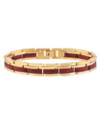 gliederarmband in der mitte holz außen edelstahl goldfarben