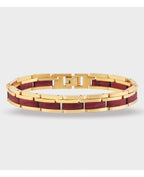 gliederarmband in der mitte holz außen edelstahl goldfarben