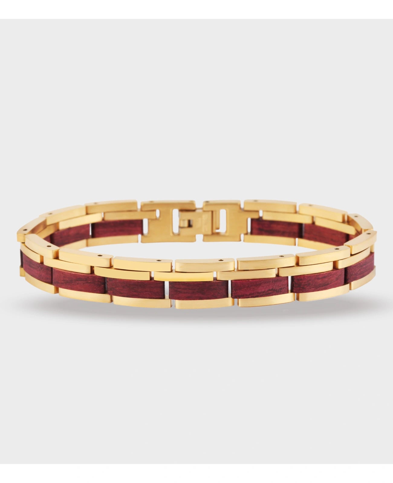gliederarmband in der mitte holz außen edelstahl goldfarben